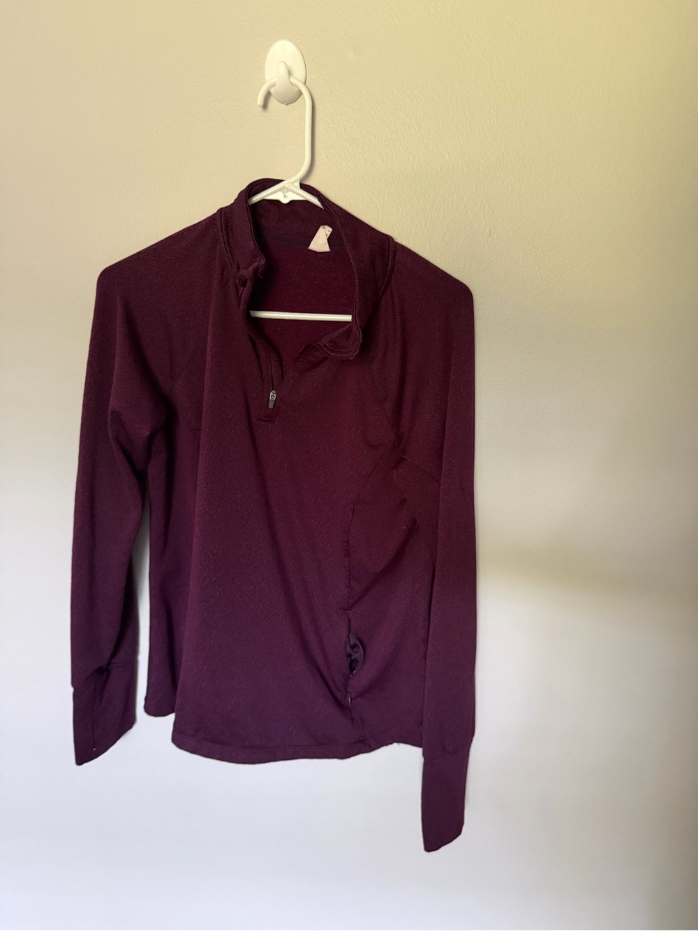 Avia Women’s Long Sleeve Quarter Zip Performance Pullover - Deep Burgundy